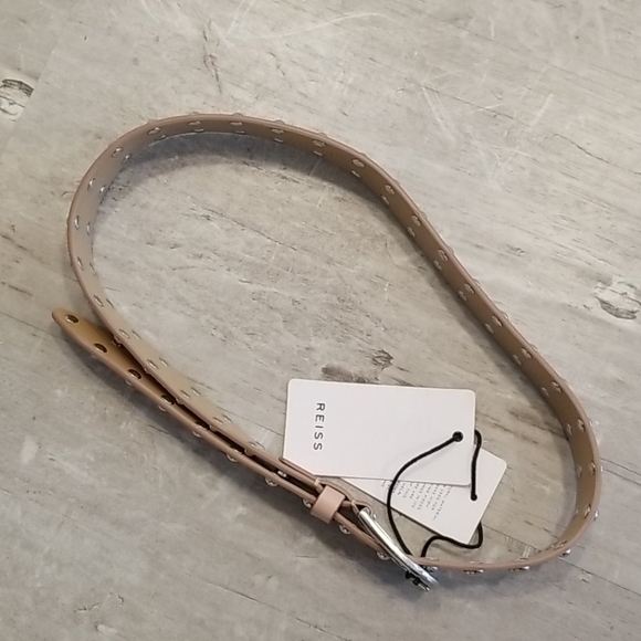 ?REISS? Emin Studded Wide Leather Belt ~ Nude XS main image 6